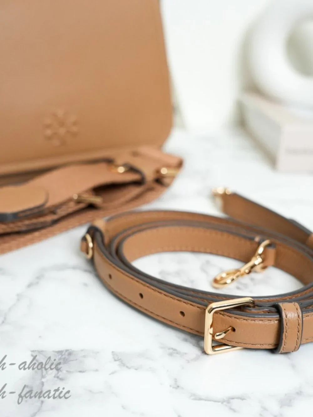 Tory Burch Thea Pebbled Leather Flap Crossbody Shoulder Bag in Tiramisu NWT